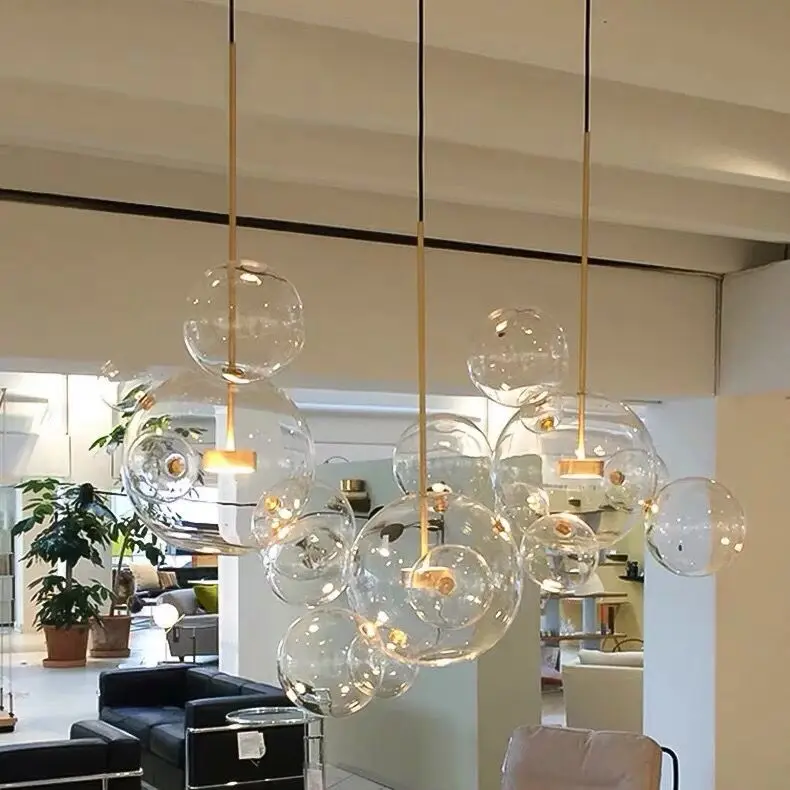 

Italian Mickey Bubble LED Pendant Light Post Modern Nordic Glass Chandelier for Living Dining Room Lighting Ceiling Light