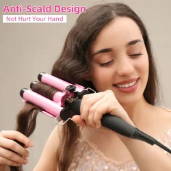 3 Barrel Curling Iron Hair Crimper Portable Temperature Adjustable Ceramic Wave Iron Wand Curler DIY Curly Hair Stylin