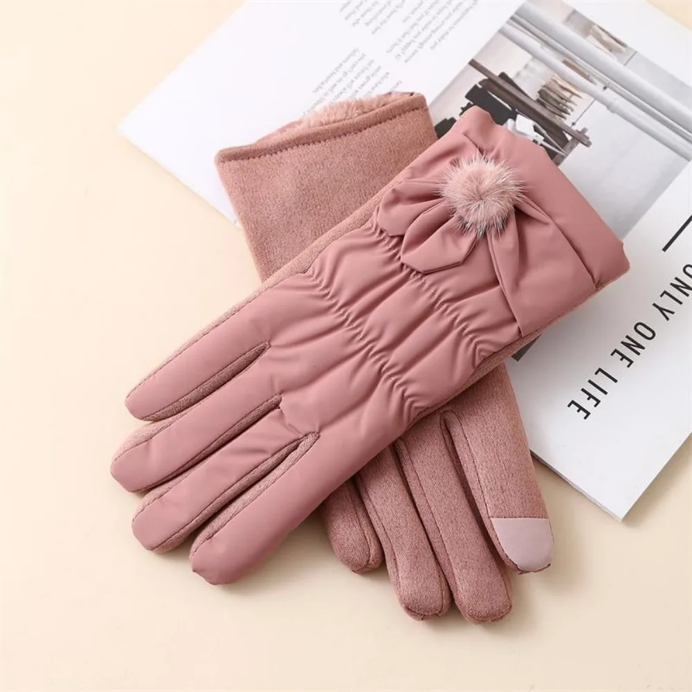 Winter Thickened Touchscreen Gloves Down Cotton Warm Cycling Gloves Anti-Cold Windproof Women Gloves Korean Style