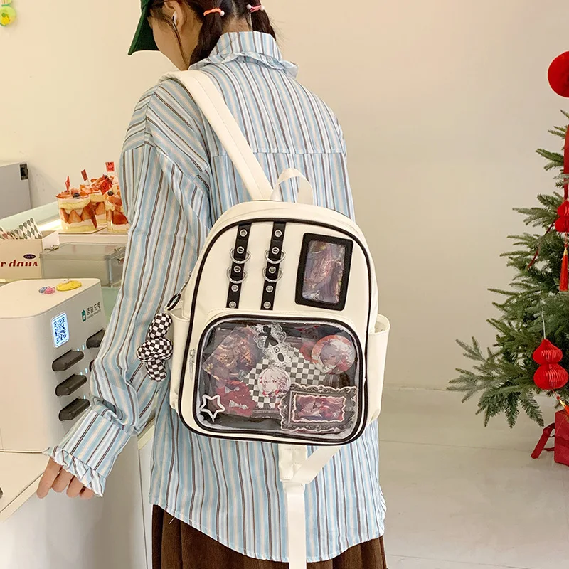 2025 Itabag PU Leather Women's Backpack Ita Bag Backpacks Transparent Bag Kawaii Women's Bag  Korean Popular Bag