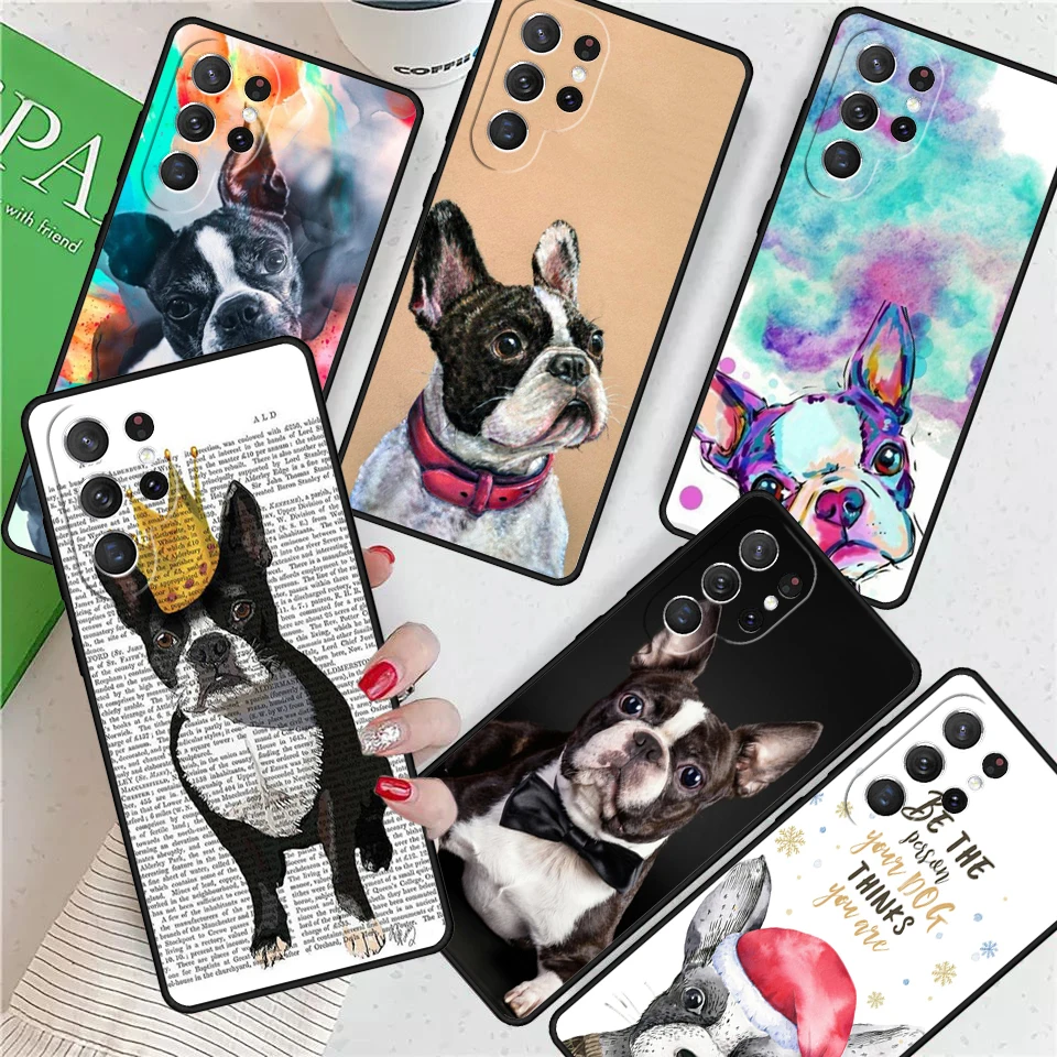 Boston Terrier Dog For Samsung Galaxy S24 Ultra S21 S22 S8 S9 S10E Note 10 20 Plus FE S23 Phone case Cover Coque