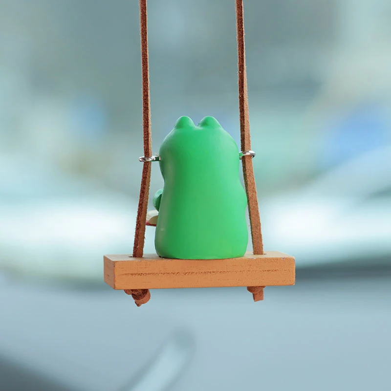 Car Rearview Mirror Pendant Swinging Frog Rear View Mirror Swinging Frog Charm Pendant Cute Interior Rearview Mirror Decoration