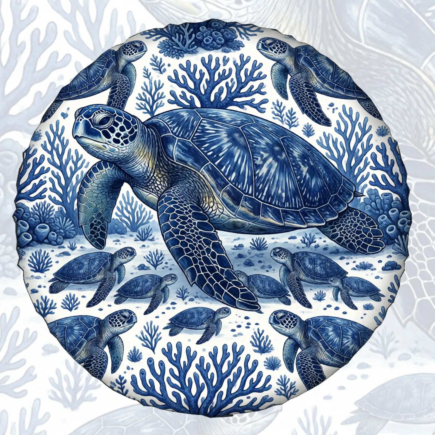 

Indigo Sea Turtle Coral Spare Tire Cover Weatherproof Dustproof Wheel Protector for SUV Truck