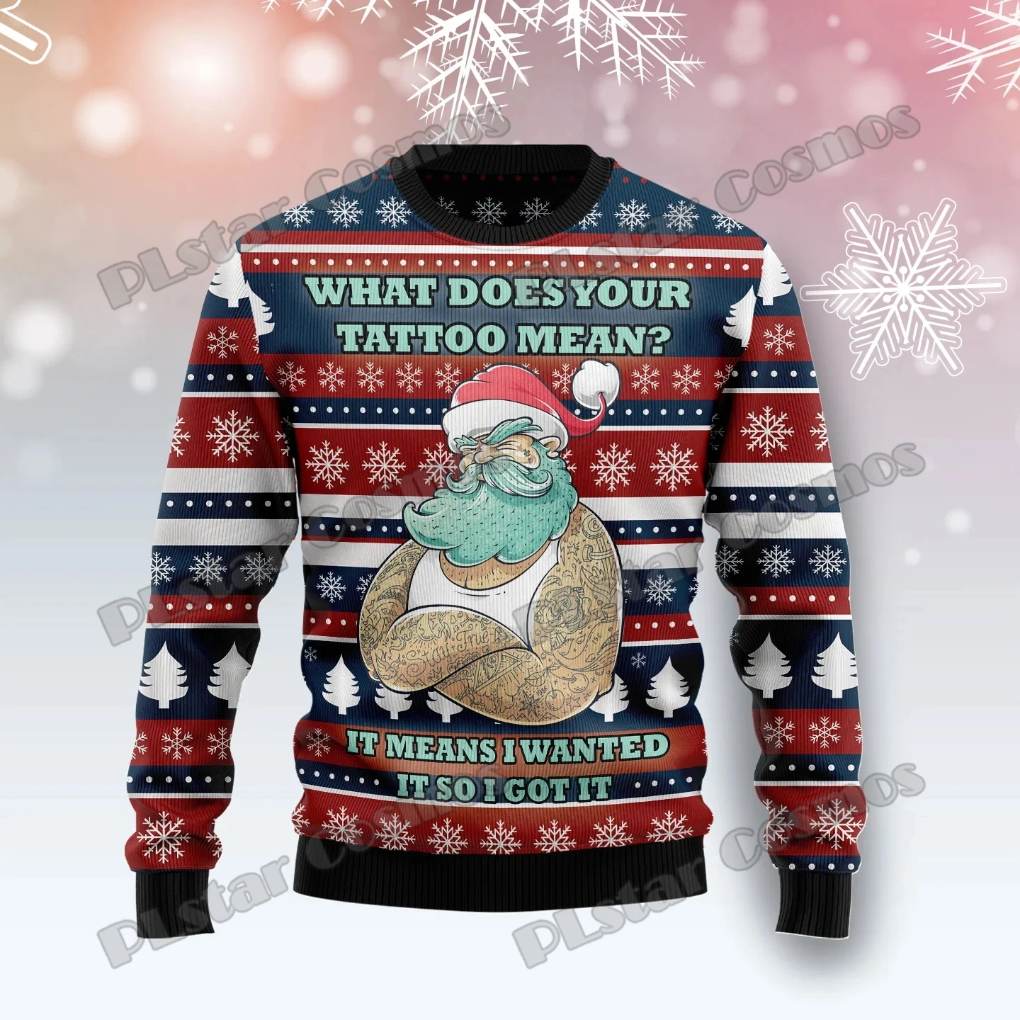 Santa Claus Jingle Bell 3D Printed Men's Crewneck Ugly Christmas Sweater Winter Unisex Casual Warm Knit Pullover Sweater MY06