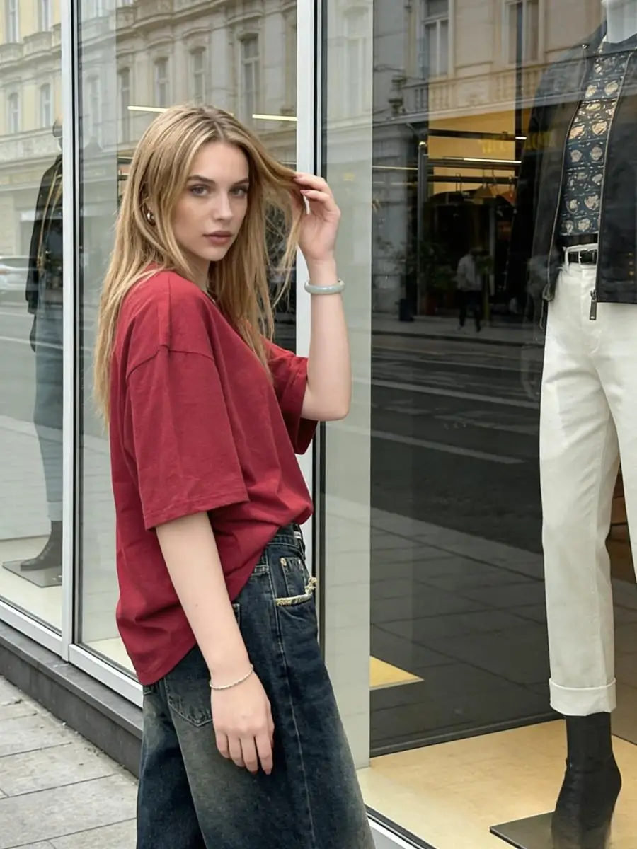 T-Shirts Premium Solid Straight Simple Office Walking Adult Natural Modern T-Shirts für Damen im koreanischen Stil, zart und frisch, für Paare