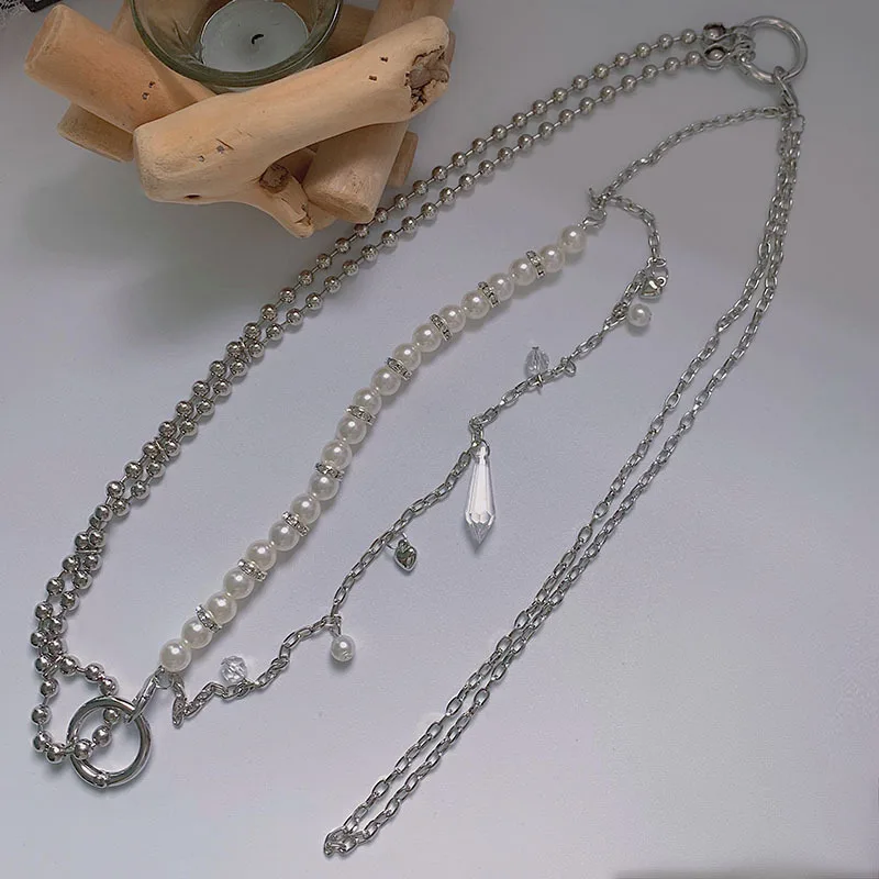 2024 New Arrival Fashion Double layer Crystal Pendant Pearl Waist Chain for Women Hip Hop rock Ins Style Suit Jewelry Accessory