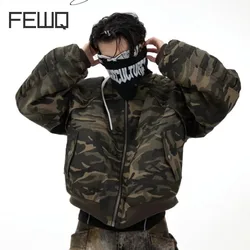 FEWQ Niche Street Camouflage Baseball Uniform Thickened Deconstruction Loose Jacket 2024 Contrast Male Tops Fashion 24E2745