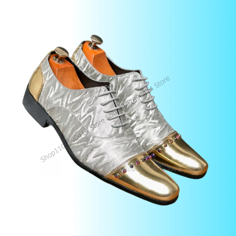 

Colorful Rivets Graffiti Design Gold Square Toe Men Shoes Fashion Slip On Male Shoes Luxurious Handmade Party Men Casual Shoes