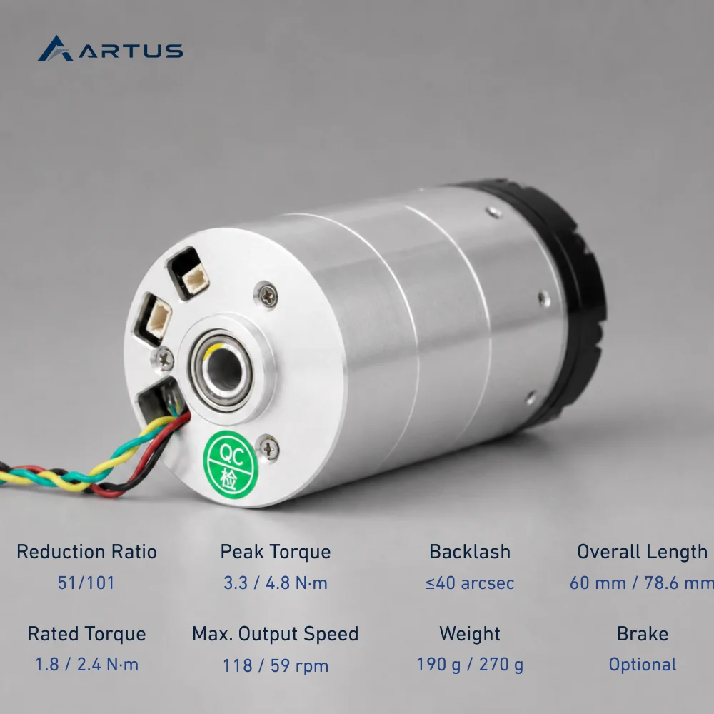 30W 24-48V Harmonic Robot Joint Actuator Module With CAN Bus And Optional Brake For Robot Arm