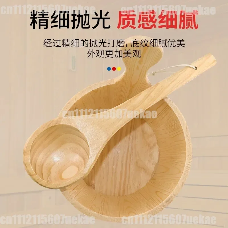 For Sauna Sweat Room Wooden Water Bucket With Liner Portable Water Scoop Ladle For Sauna Stove Watering
