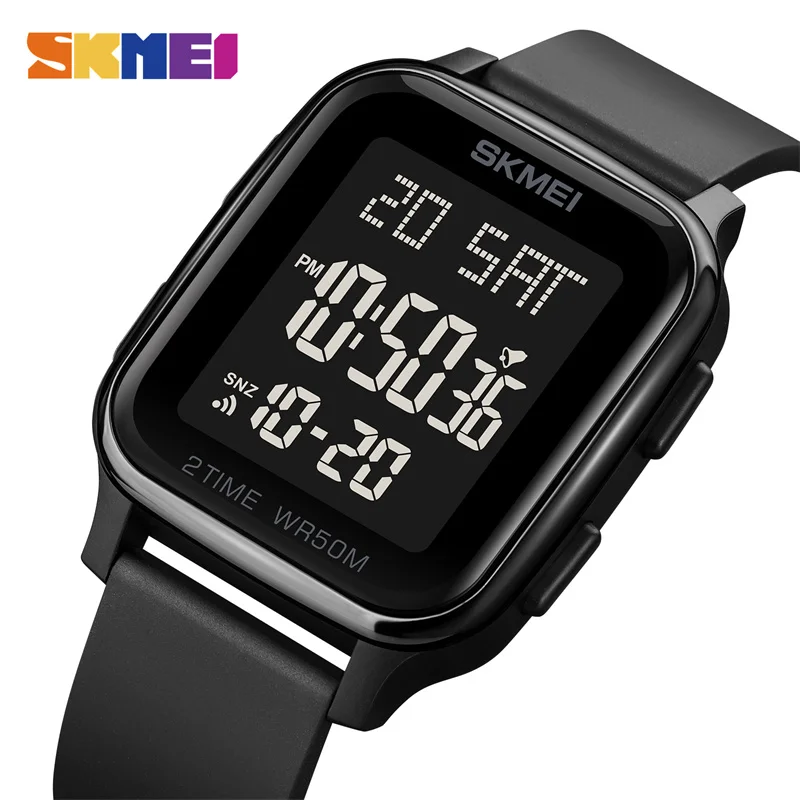 SKMEI Multifunctional LED Light Display Countdown Calendar Digital Wristwatches For Mens 5Bar Waterproof Sports Watch Alarm