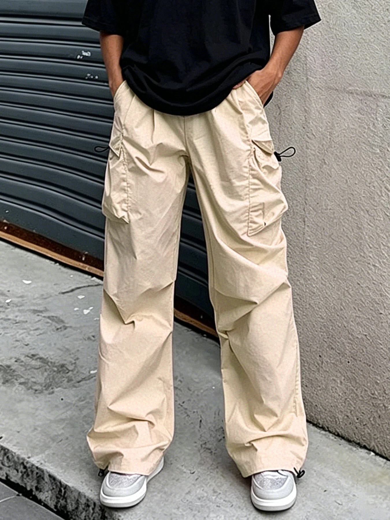 

Men's Spring and Autumn New Waterproof Hip Hop Mountaineering Pants Casual Harajuku Work Pants Black Cargo Outwear Pants
