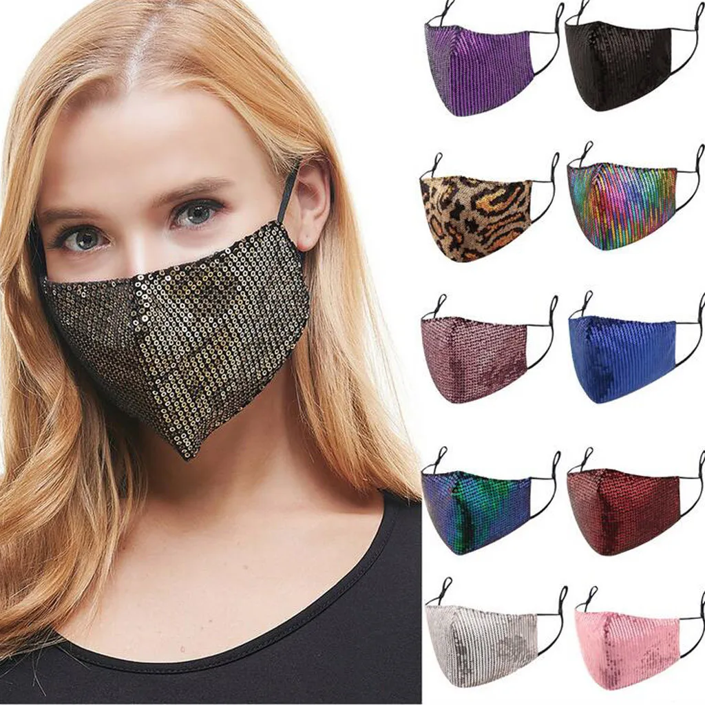 Adult Fashion Sequin Reusable Mask Women'S Washable Comfortable And Breathable Personal Protective Masks Antiviral Filter Mask