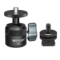 Weyllan-Cabeza de trípode G1 Mini, Metal CNC, 18mm, montaje en Zapata fría, cabeza de bola, tornillo de 1/4 pulgadas para cámara, soporte para teléfono, luz de micrófono
