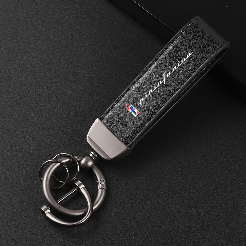 Deluxe Leather Keychain with Car Badge Keychain Pendant For Pininfarina