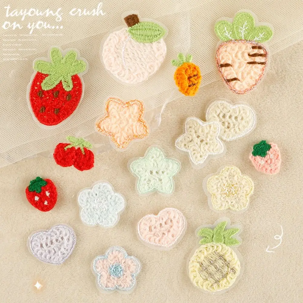 

Sew-on Embroidery Patch Special-shaped Clothing Badge Accessories Embroidered Fabric Patch Heart Strawberry Clothing Patches