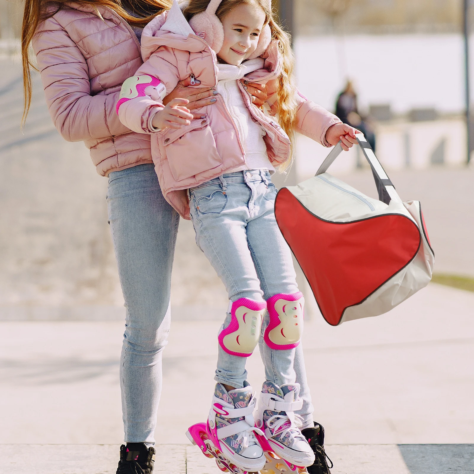 

Сумка для катания на коньках из сетчатой ткани, прочные ручки, прочная треугольная сумка для роликовых коньков, красная сумка для коньков