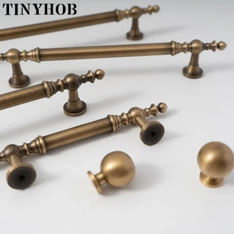 Vintage Bronze Solid Brass  Handles for Bedroom Kitchen Cupboard Cabinets Door Knob Wardrobes Furniture Hardware 224mm