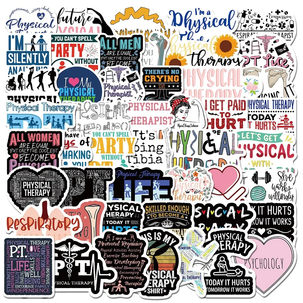 

10/50PCS World Physical Therapy Day WPT Rehabilitation Health English Slogans Graffiti Decoration Waterproof Stickers Kids Toy