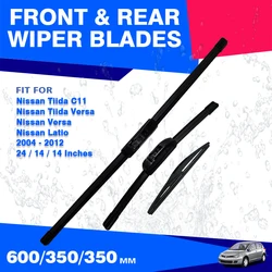 For Nissan TIIDA C11 2004 - 2012 Latio Versa Front Rear Windscreen Wiper Blades Windshield Window Washer U Hook Arm Accessories