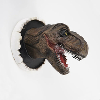 Wall Mounted Dinosaur Bust Tyrannosaurus Head Sculpture Latex Foam Wall Hanging for Kids Room Bar Wall Home Decoration