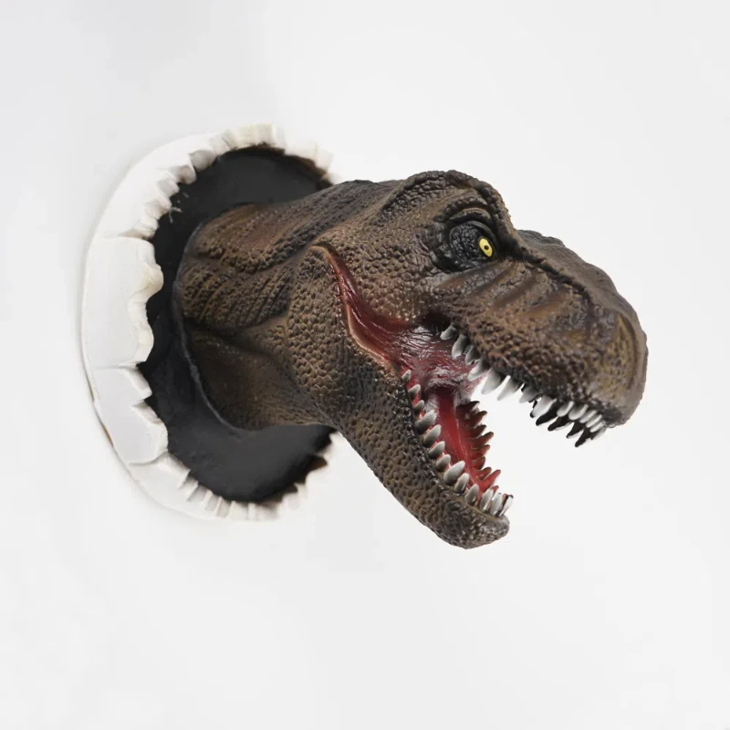 Wall Mounted Dinosaur Bust Tyrannosaurus Head Sculpture Latex Foam Wall Hanging for Kids Room Bar Wall Home Decoration