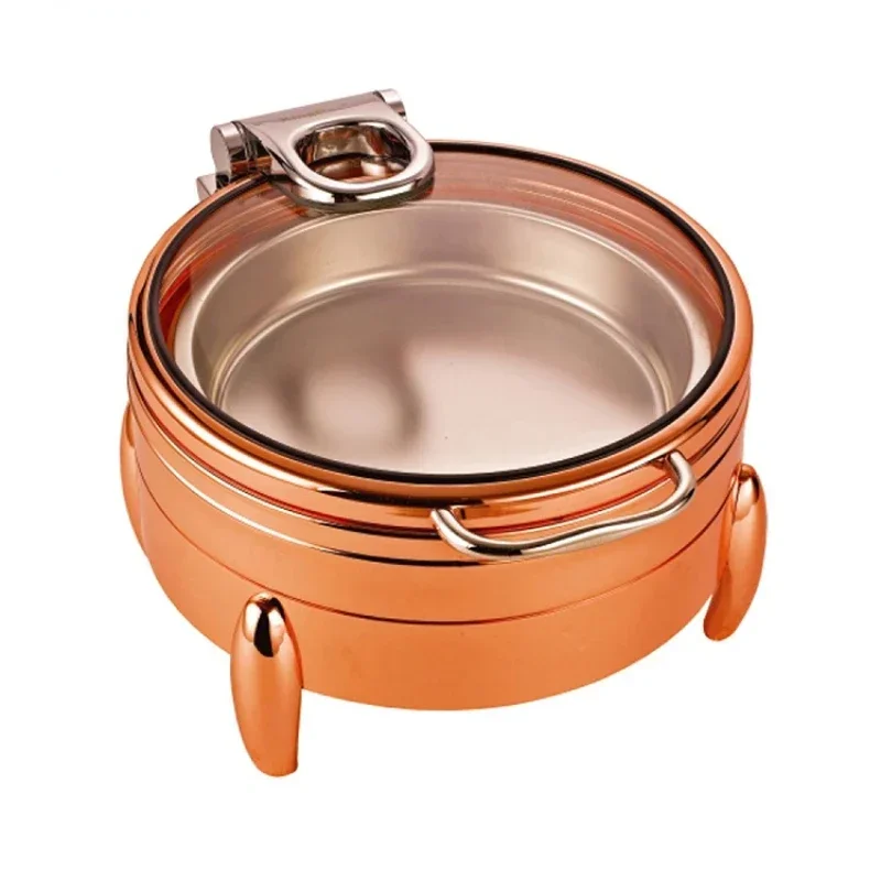 

Luxury roll top table round glass lid food warmer chafing dish price in dubai, gold chafing chaffing dish for catering with lid