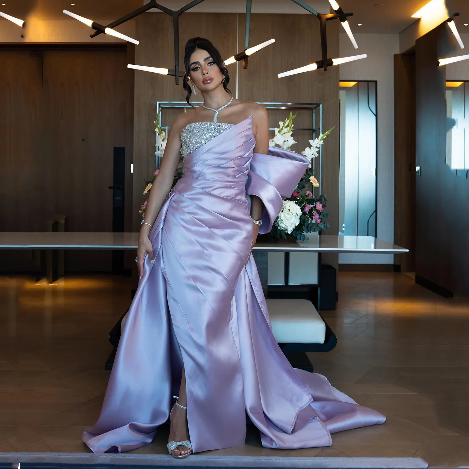 

Aileen 3D Flowers Elegant Party Dresses 2025 Mermaid Women Evening Dress Double Color Combination Платье Вечернее Customized