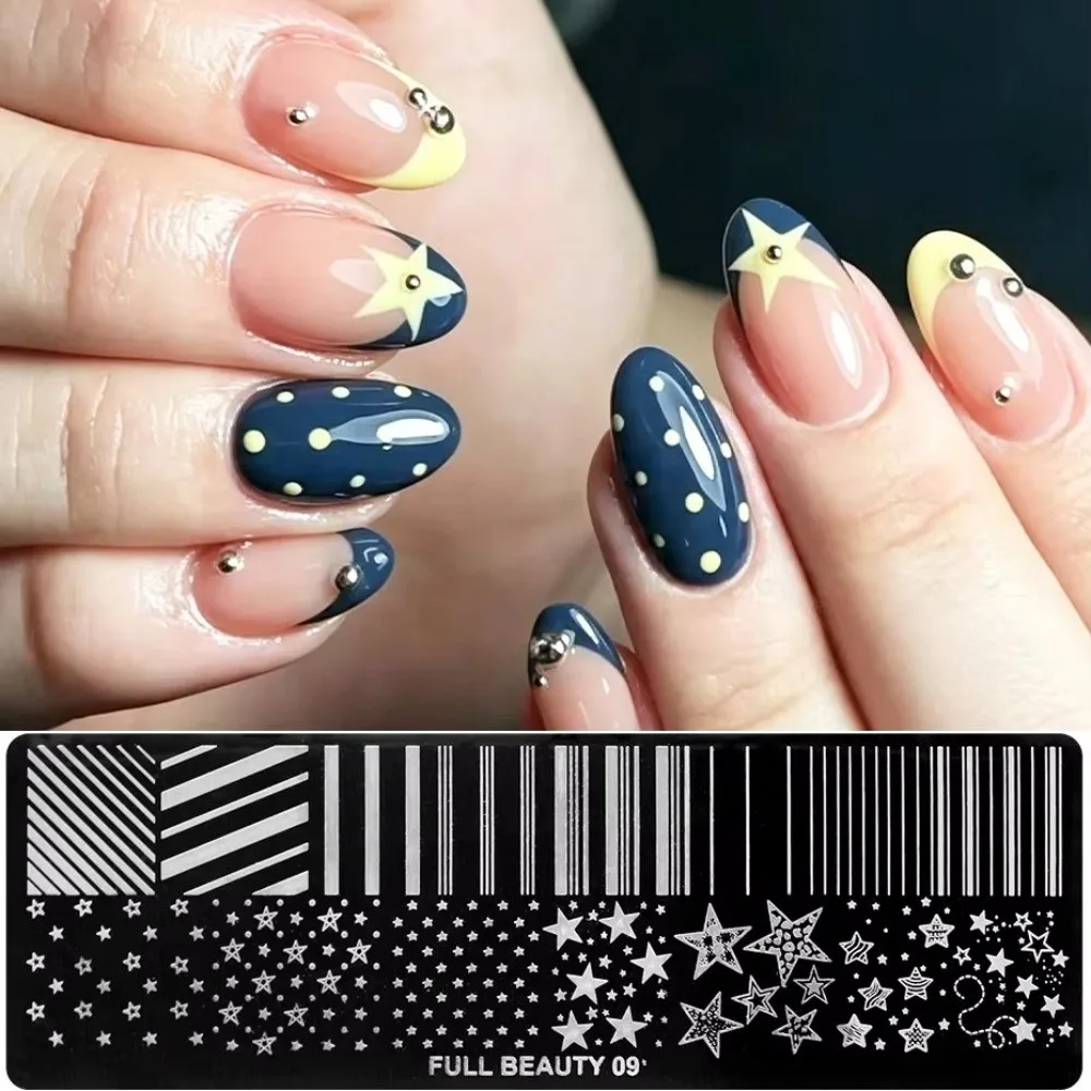 DIY Stainless Steel Nail Stamping Plate Polka Dot Star & Stripe Nail Art Template Nail Template Print Tool for Women