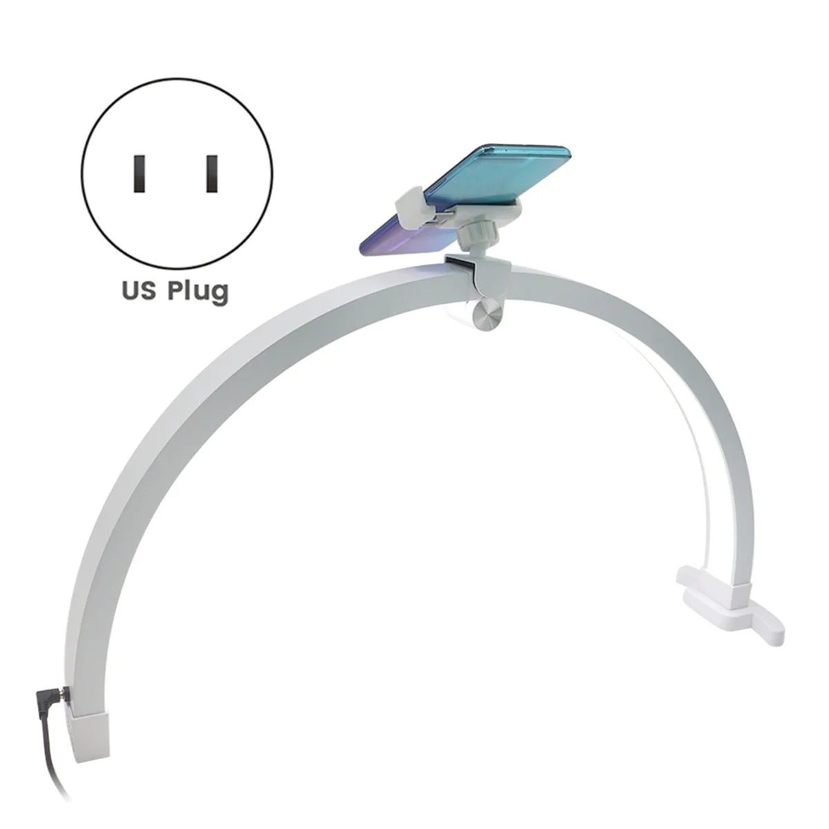 

22Inch Half Moon Nail Desk Lamp 20W Touch Control Half Moon Foldable Manicure Beauty Light with Phone Clip White US PlugHUG