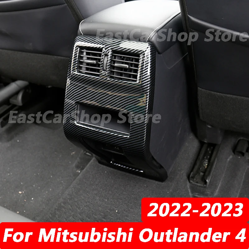 Car Rear Armrest Box Anti Kick Panel Cover Protector Trim Sticker Air Outlet Frame for Mitsubishi Outlander 4 2022 2023