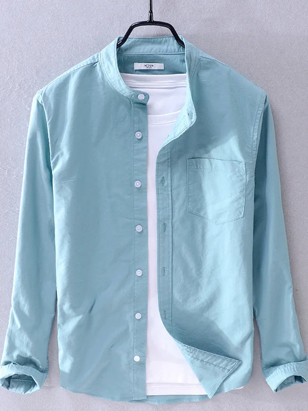 

Мужская длинная ткань Ox Cloth Sve irt, свободная посадка, весна-осень, повседневная одежда из чистого хлопка, корейская версия, модный воротник-стойка irt