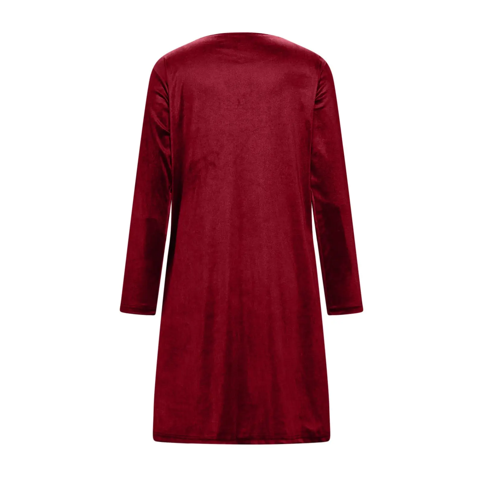 خريف شتاء الصلبة مطوي فساتين المخملية الناعمة امرأة موضة يتأرجح طوق فستان حفلة طويلة خمر كم طويل البلوفرات فستان #3