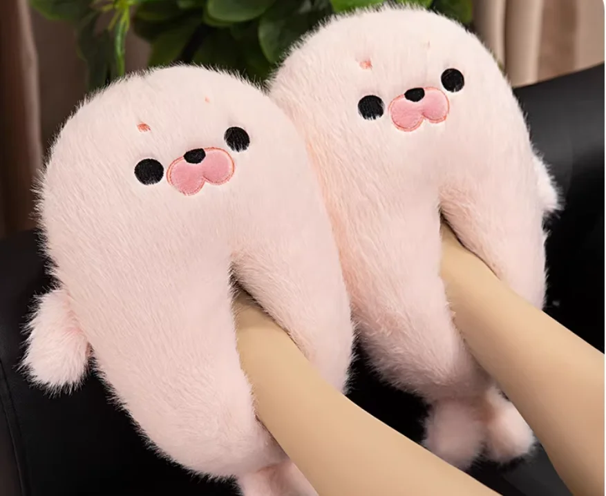 

Женские тапочки с милым мультяшным уплотнением | Теплые плюшевые утолщенные нескользящие домашние и уличные тапочки осень-зима