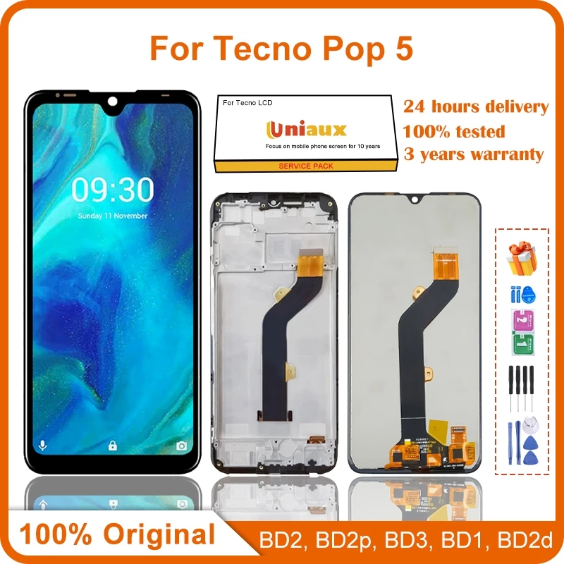 

Для Tecno Pop 5, ЖК-экран мобильного телефона в сборе, замена сенсорной ЖК-панели
