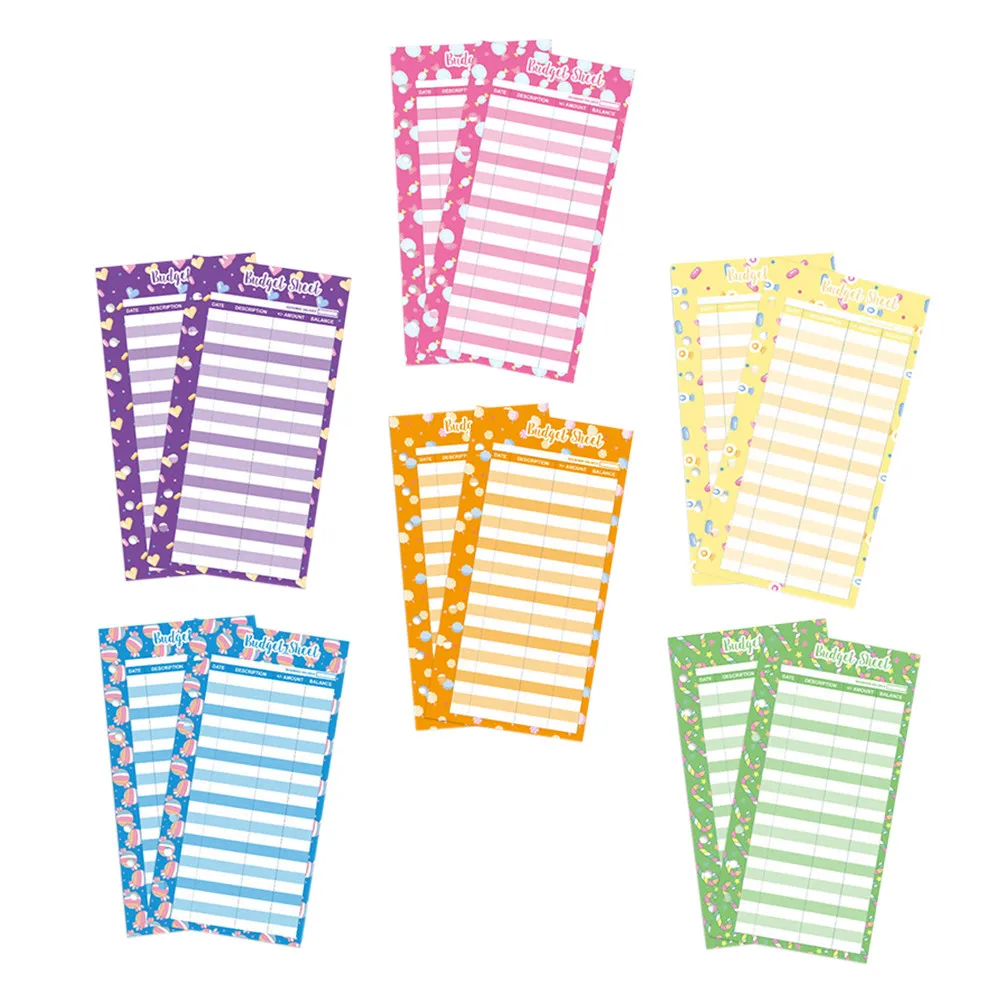 

24Pcs Budget Cards Candy Print Budget Sheets for Personal Home Office Business Expense Tracking Money Organizer