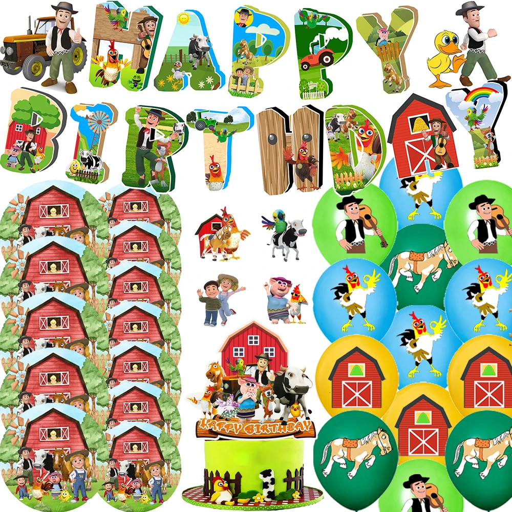 

Farm La Granja Zenones Birthday Party Decoration Backdrop Anime Balloon Background Plates Cup Baby Shower Supplies Kids Gift