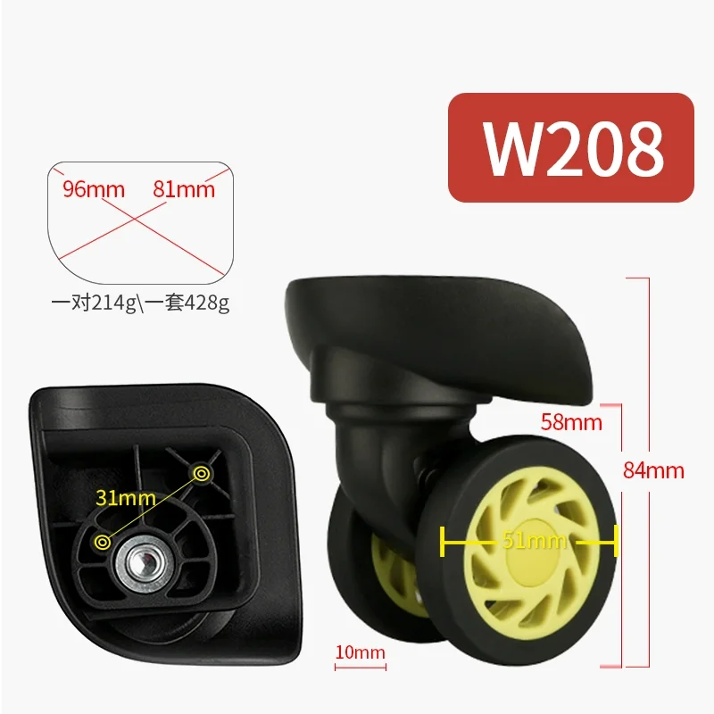 Suitcase Luggage Wheels Replacement 85A JX9054 Double Row Type 360° Rotation Travel Wheels