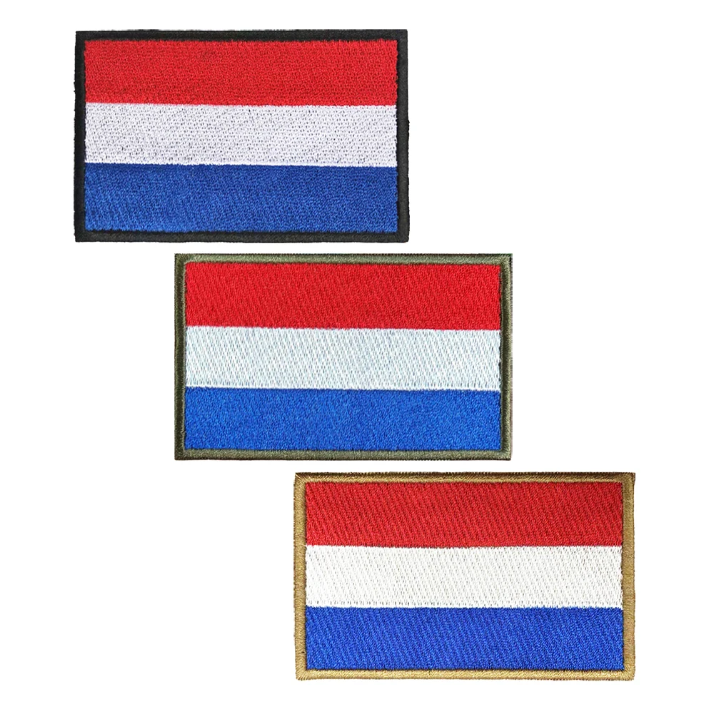 1PC holenderska flaga Holandia naszywki opaska na ramię haftowana naszywka haczyk i pętelka żelazko na haftowanej odznaka pasek wojskowy