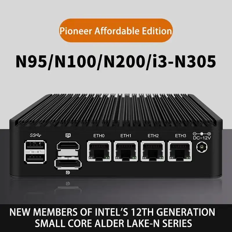 CWWK 12th Gen Firewall Router Intel i3 N305 N200 N100 Mini PC 4xi226-V 2.5G Proxmox Host Fanless industrial Computer