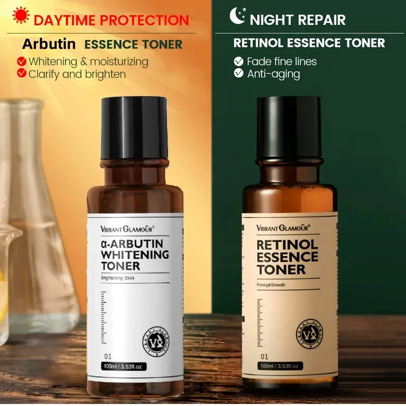 

VIBRANT GLAMOUR Arbutin Toner +Retinol Toner Efficiency Moisturizing Whitening Light Spot Anti Aging Wrinkle Reduction 2PCS