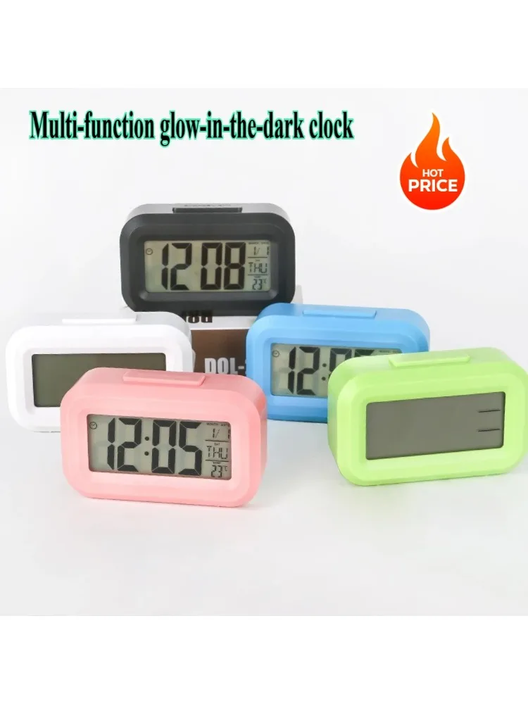 Wekker Digitale klok LED Elektronisch met achtergrondverlichting Snooze Kalender Voor thuiskantoor Desktop Tafel Schermweergave Horloge - afbeelding 2