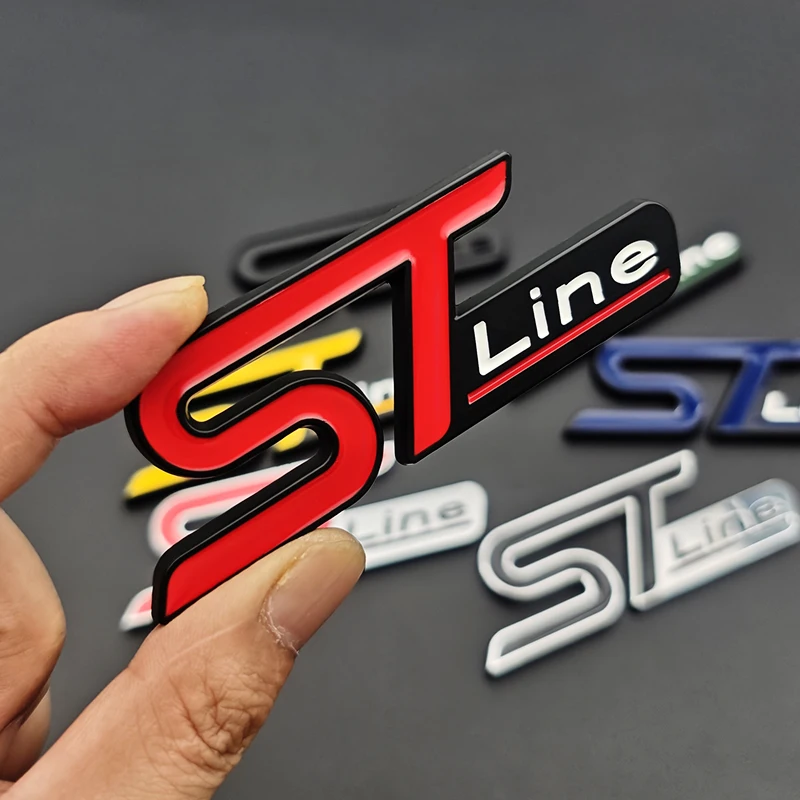 Car 3D Metal ST Line Sticker Front Grill Rear Trunk Decoration Decal For Ford Fiesta Kuga Edge Ranger Focus Puma