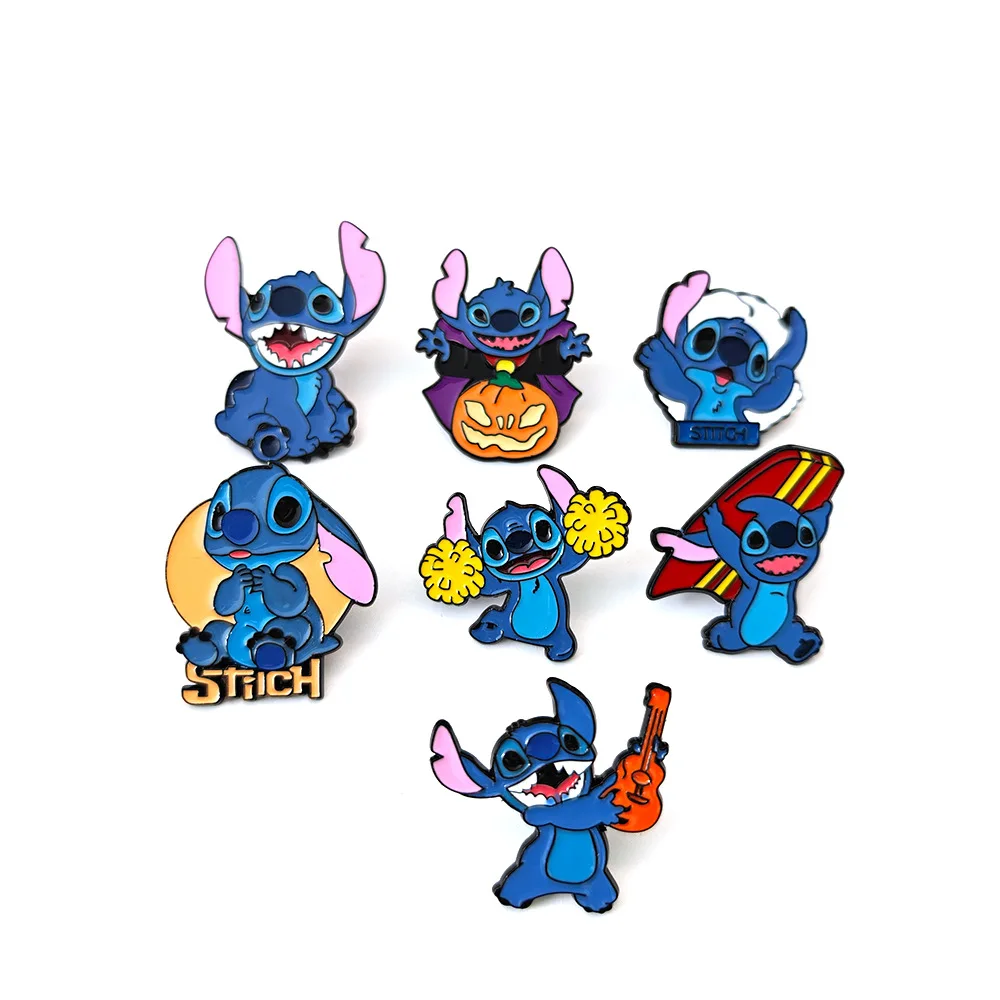 

Stitch Lapel Badges Backpack Brooch Enamel Pins Metal Clothes Jeans Accessories Decoration Cartoon Jewelry Anime