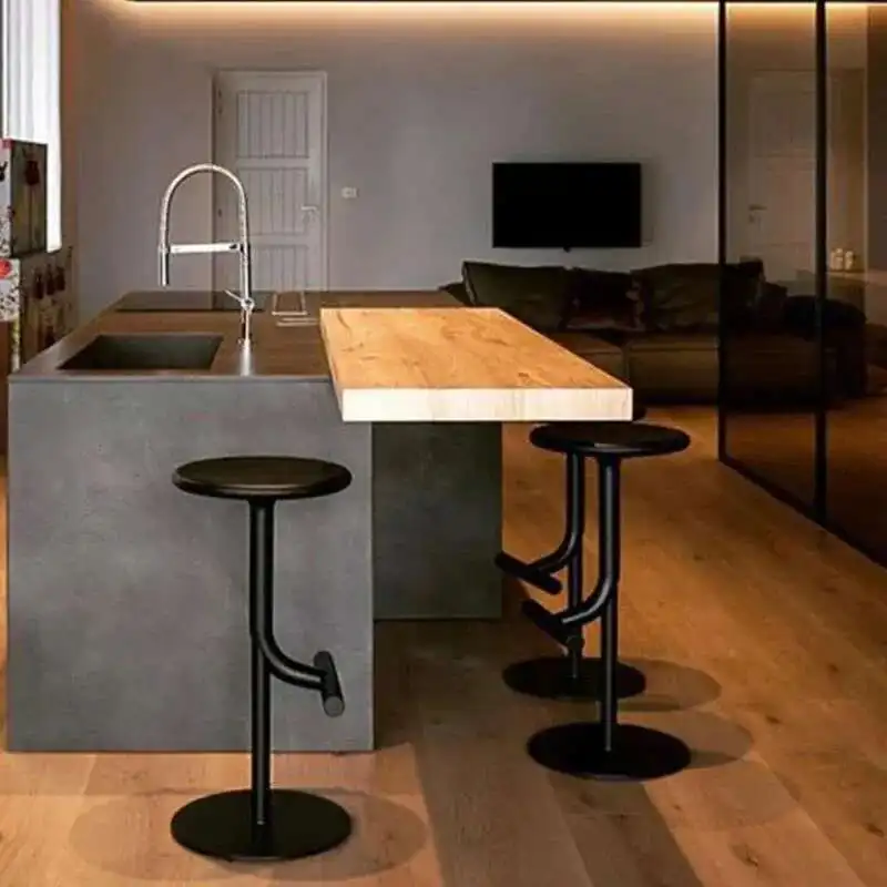 

Modern Iron Bar Chairs Bar Furniture American Milk Tea Shop Cafe High Chair Nordic Light Luxury Home Front Desk Bar Round Stool