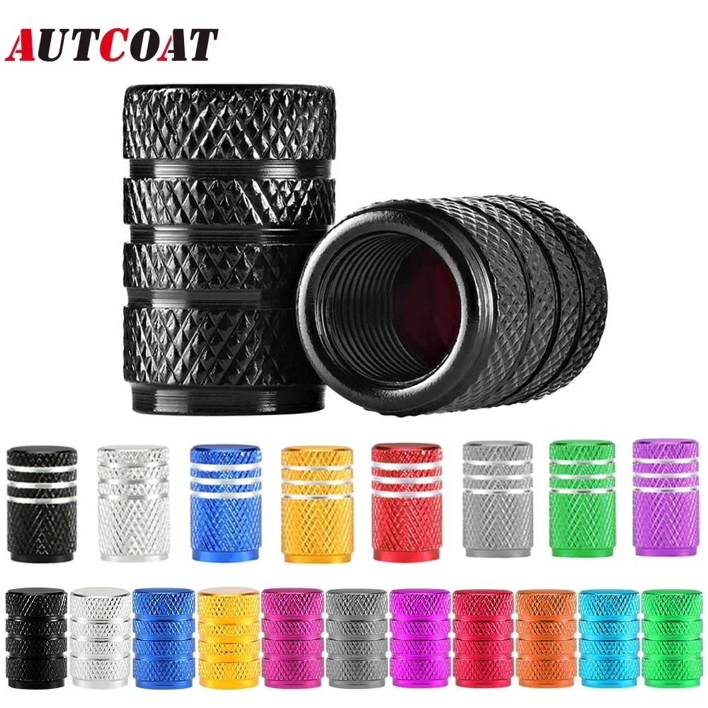 

AUTCOAT 4Pcs/Set Tire Stem Valve Caps Aluminium Car Dustproof Caps Tire Wheel Stem Air Valve Caps