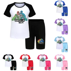 Game Gorilla Tag T Shirt Kids Cartoon Pajama Sets Baby Girls Summer Sleepwear Toddler Boys Short Sleeve T-Shirt+Shorts 2pcs Set