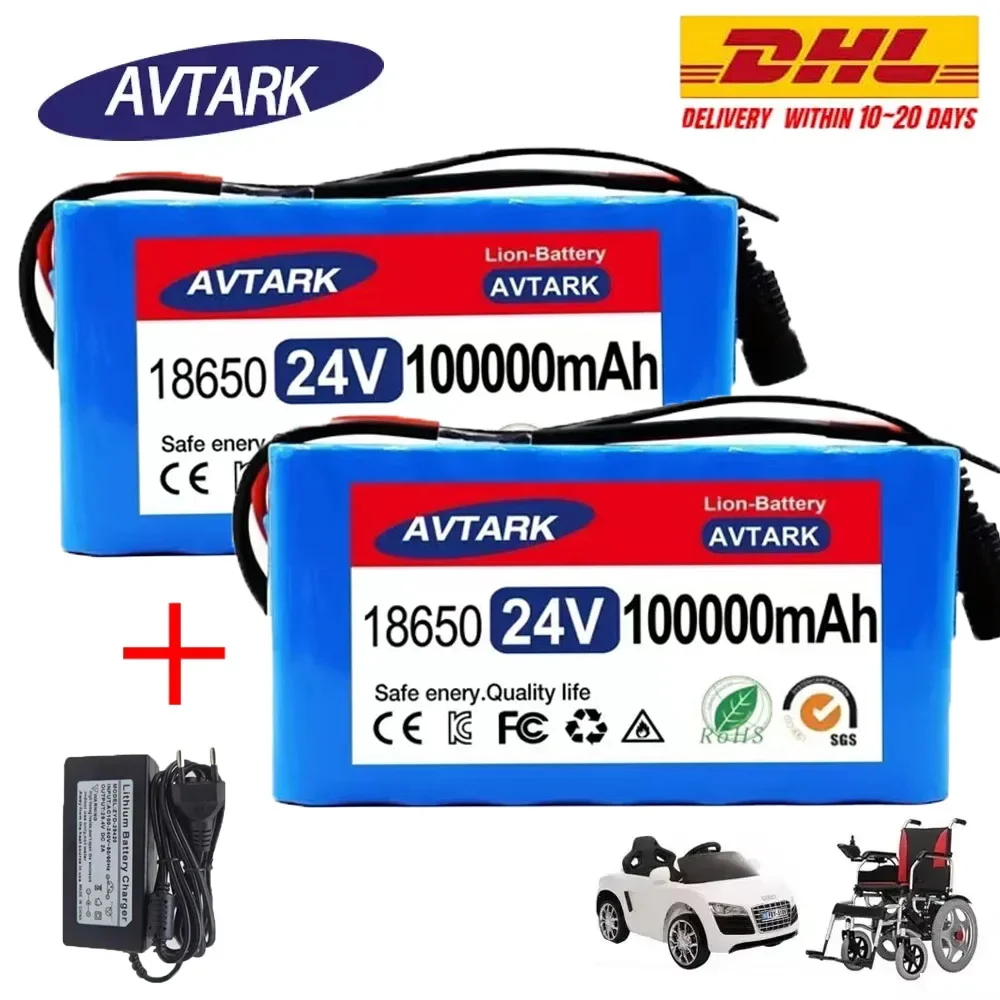 

18650 Rechargeable Lithium Battery Pack 7S3P 29.4V 100Ah with BMS Suitable for 24V - 29.4V motors+2A Charger