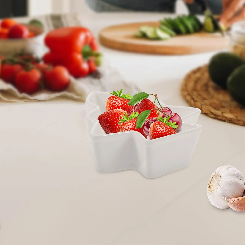 

2Pcs Snacks Serving Platter Ceramic Christmas Tree Plate Multi-Compartment Fruit Dessert Tray for Home Hotel Tea Use