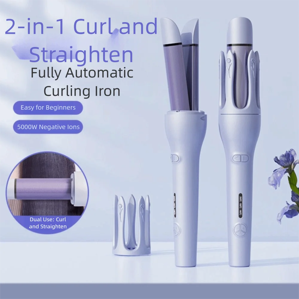 

Portable Design 2-in-1 Waver Hair Curling Iron Anti-Tangle Technology 32mm Barrel Size Automatic Rotating Hair Curler